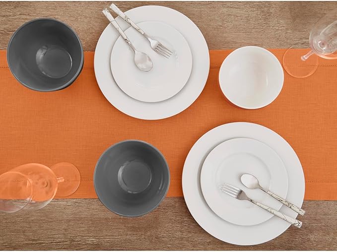 Solino Home Linen Pumpkin Table Runner 144 Inches Long - 100% Pure Linen Extr...