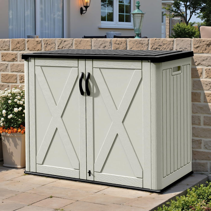 Patiowell Resin Outdoor Storage Cabinet, 26 Cu.ft Horizontal Storage Shed
