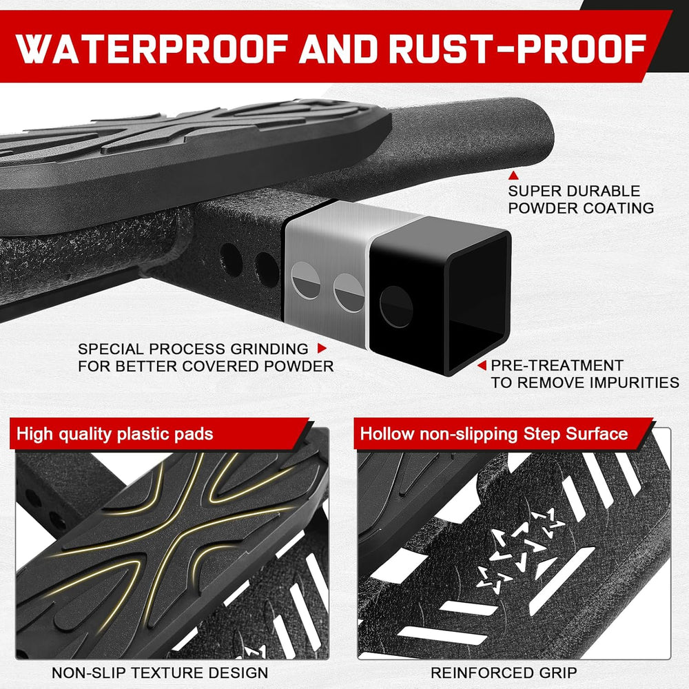 Double Layer Tow Hitch Step for 2" Hitch Receiver, Carbon Steel with Dua...
