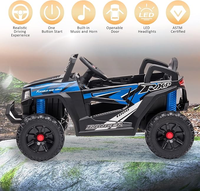 TOBBI 12V Kids Ride on Car, Electric Off-Road UTV Truck