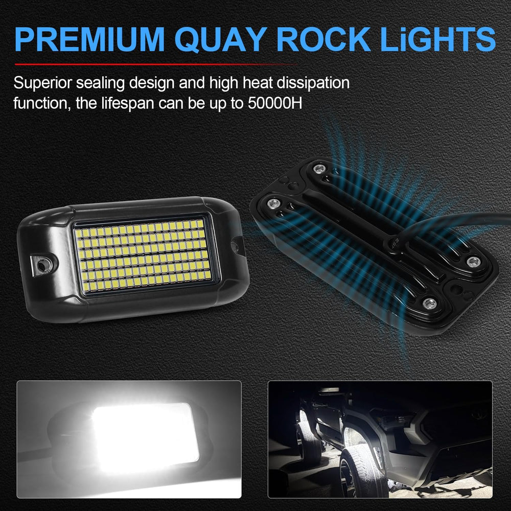 Nicoko 108 High-Power LEDs per Pod 4Pods Pure White Rock Lights Ultra-Bright ...