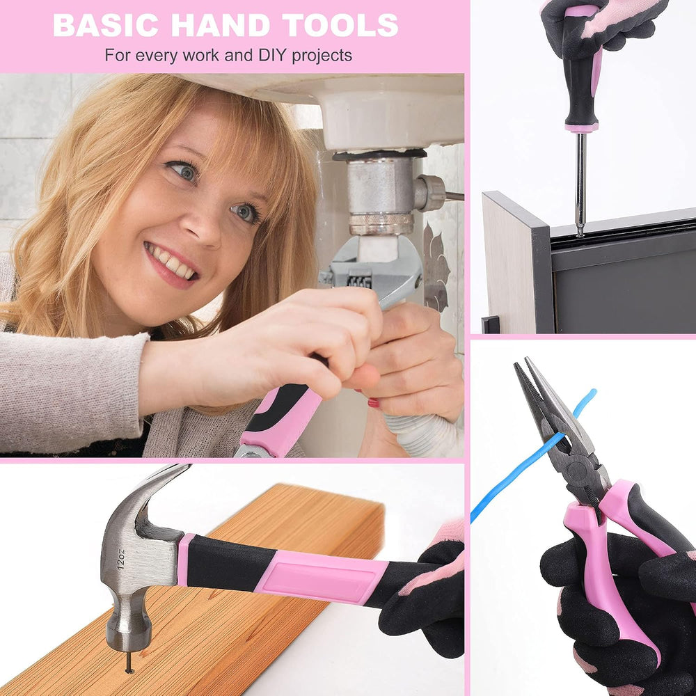FASTPRO 232-Piece Pink Drill Set for Women, Pink Tool Set with Bag