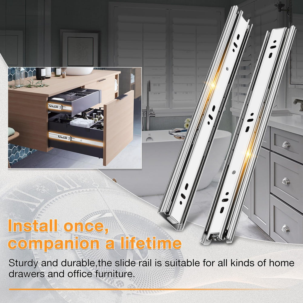 YENUO 5 Pairs Stainless Steel Drawer Slides Full Extension 10–24 Inch