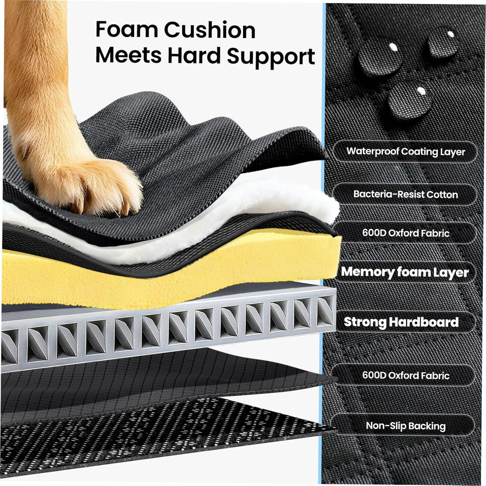 REEVAA 2.0 Hard Bottom Back Seat Cover for Large Dogs, L, Black
