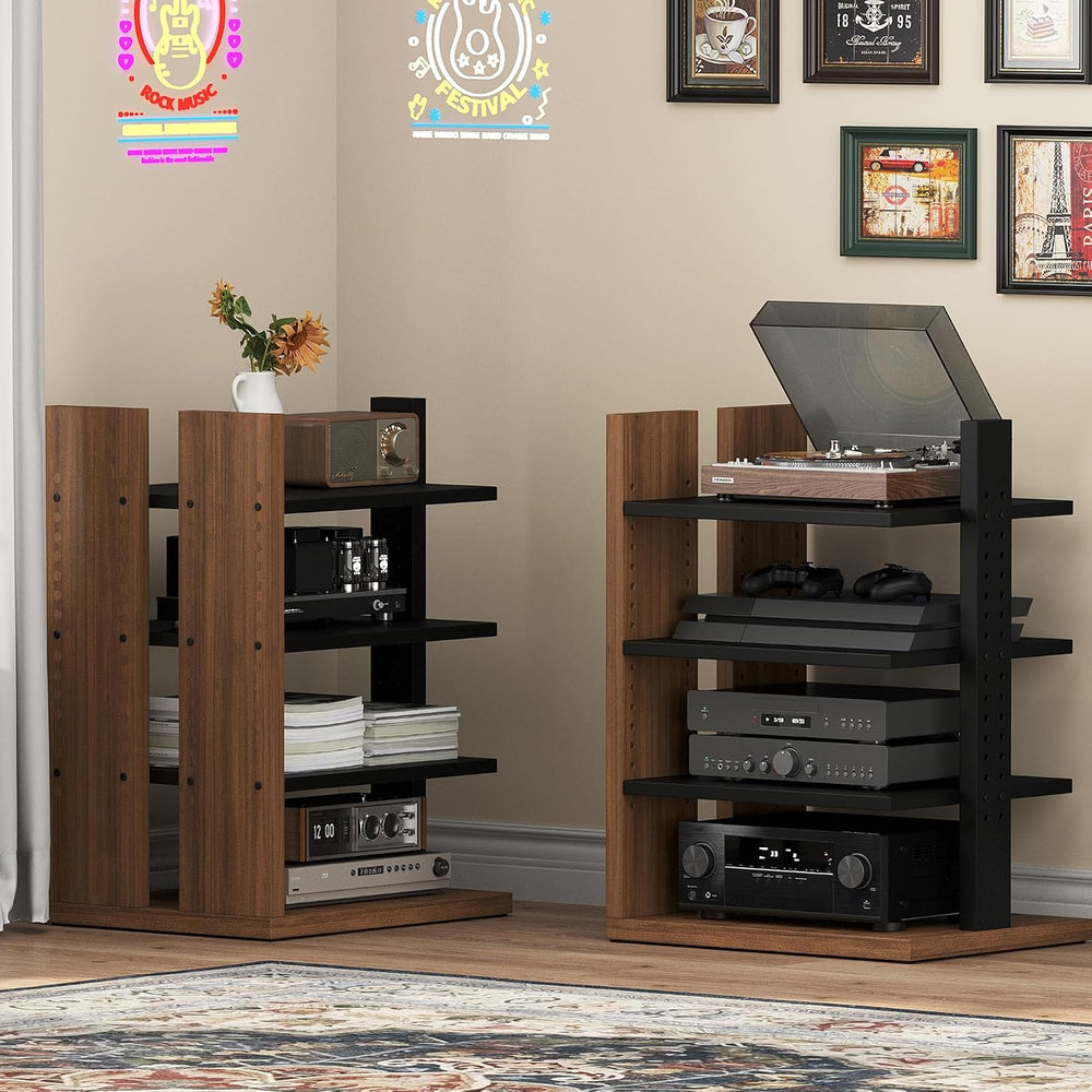 Space-Saving Corner Audio Rack, 4-Tier Stereo Cabinet Media Cabinet with 17-P...