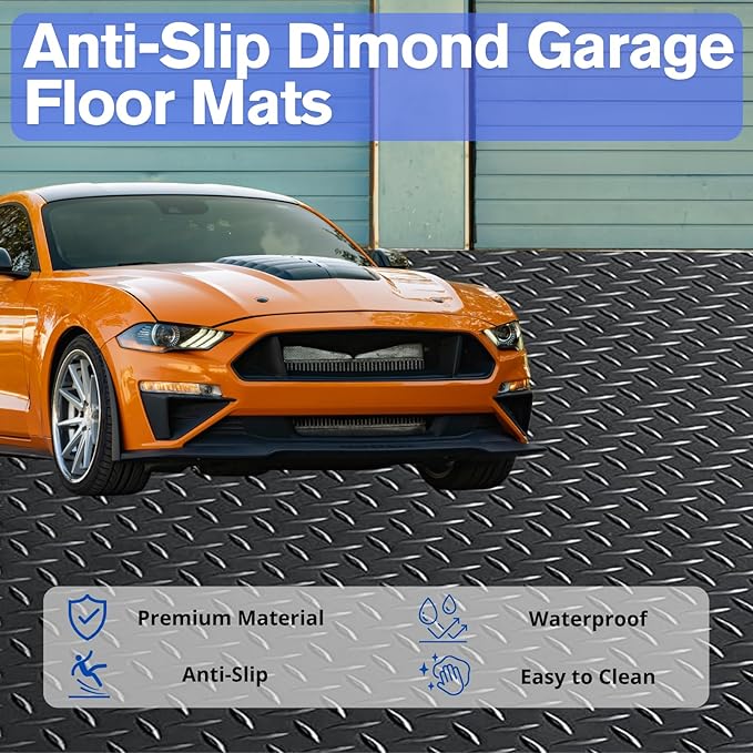 4X6 FT Garage Floor Mat， 2.5 Inch Thickened Diamond Plate Flooring Roll