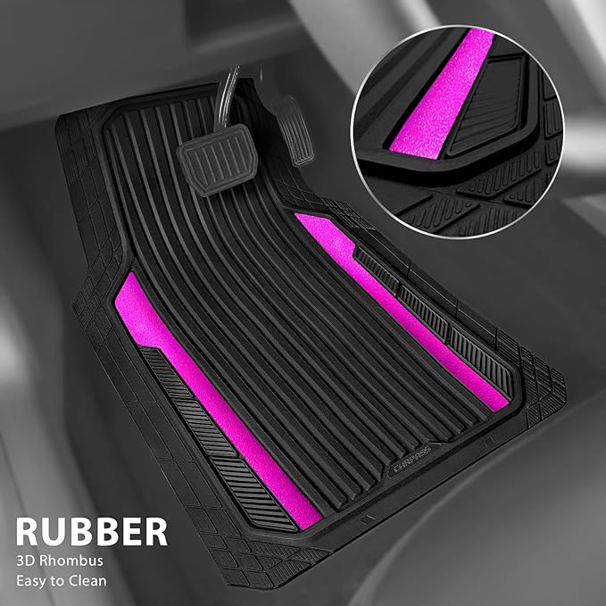 CAR PASS Heavy Duty Rubber Car Mats Metallic, Aluminum Film All Weather Floor...