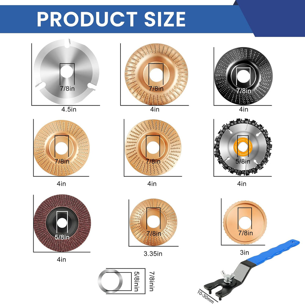 15 Pcs Wood Carving Disc Set, 4 1/2 Inch Grinding Wheels