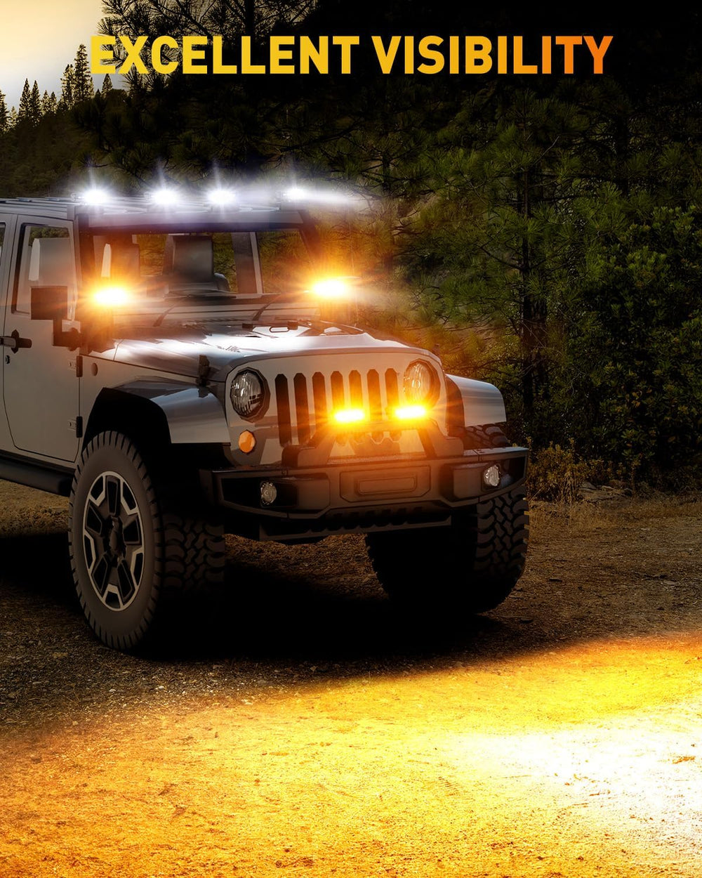 NAOEVO 6 Inch White Amber LED Light Bar, Lens Spot LED Fog Lights, 3-Mode