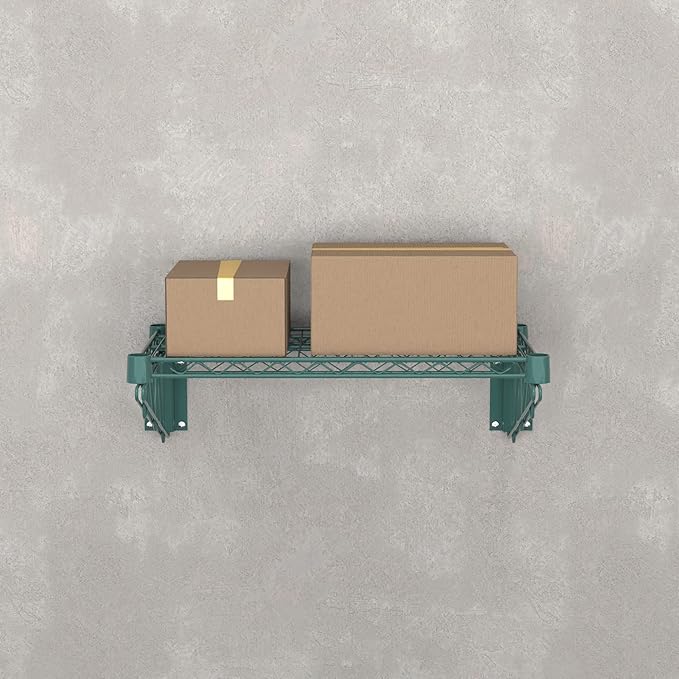 14" x 24" Green Epoxy Wire Wall Mount Shelf