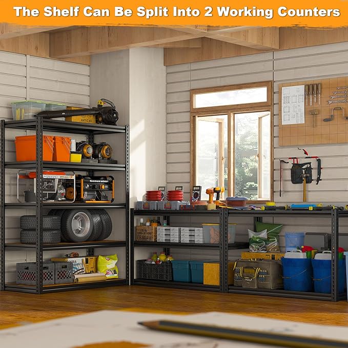 REIBII Garage Shelving 2500LBS Storage Shelves Adjustable Metal Shelving Heavy