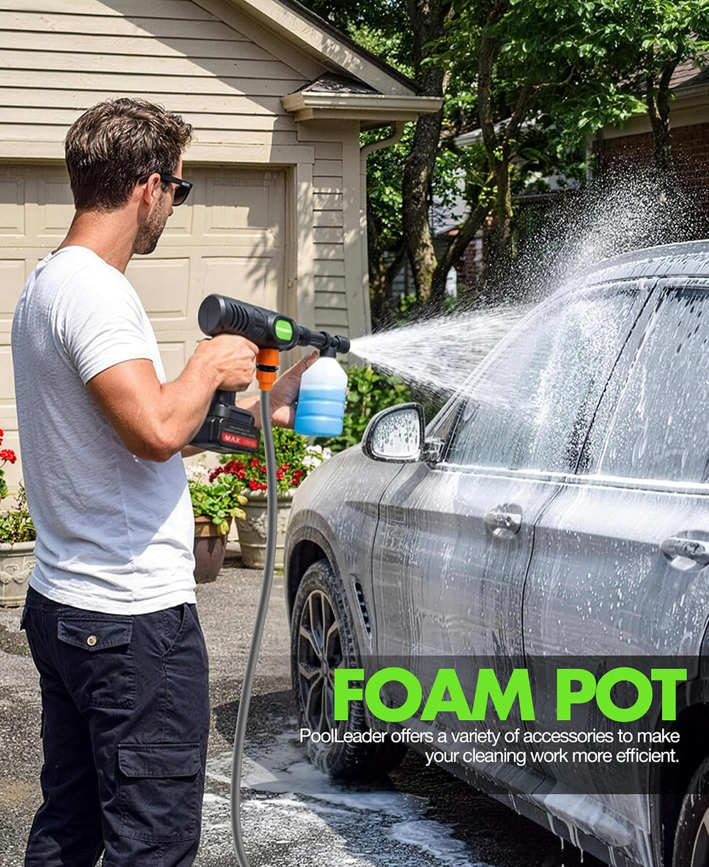 PoolLeader Cordless Car Washing Tool, Portable Vehicle Cleaner with 6-in-1 No...