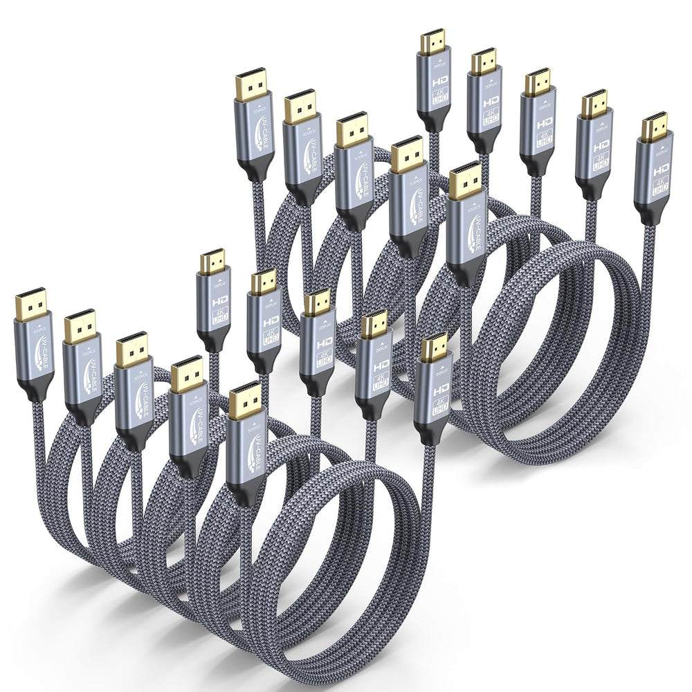 4K DisplayPort to HDMI Cable 3 FT 10-Pack, Unidirectional DP to HDMI