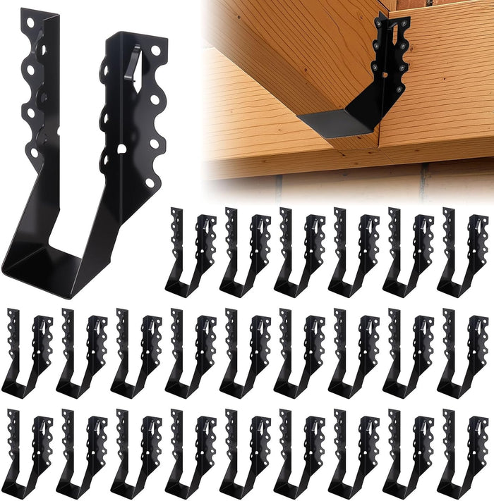 25 Pcs 2x6 Joist Hangers for Wood, 20 Gauge Black Powder Coating Face Mount Joist Hanger, Hurricane Tie Brackets for Deck, Floor, Ceiling, Roofs