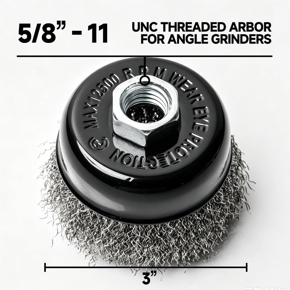 8 Pack 3 Inch Stainless Steel Wire Wheel Cup Brush for Angle Grinder, Wire Wh...