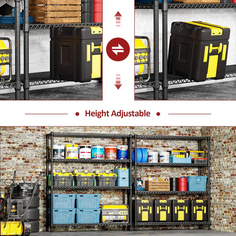 IZEUK 4 Tiers Garage Shelving Wide Storage Shelves Metal Shelves Heavy Duty