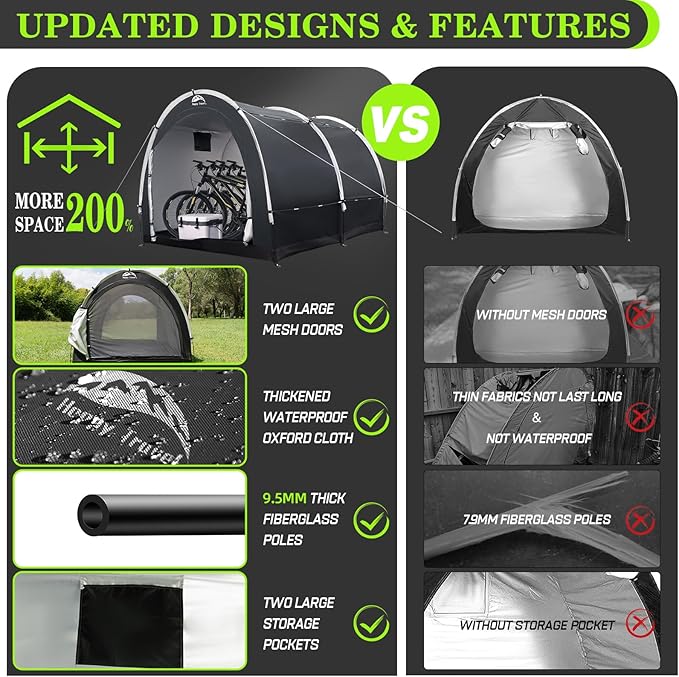 Happy Travel Bike Storage Tent Shed, Outdoor Waterproof Bicycle Covers Shelter