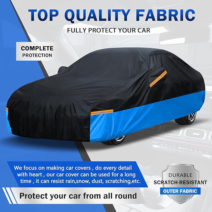 Car Cover Waterproof All Weather Outdoor Windproof Dustproof UV Protection Fit