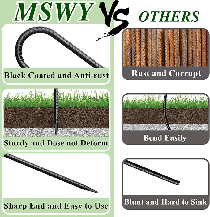 Rebar Stakes 12 Inch J Hook Ground Stakes Heavy Duty 30 Pack Chain Link Fence
