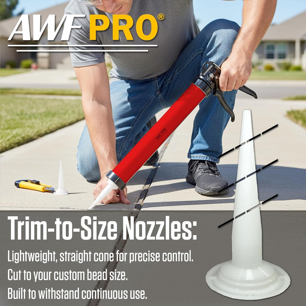 AWF PRO Sausage Caulking Gun 20 oz, 25:1 Thrust Ratio, Pack of 12