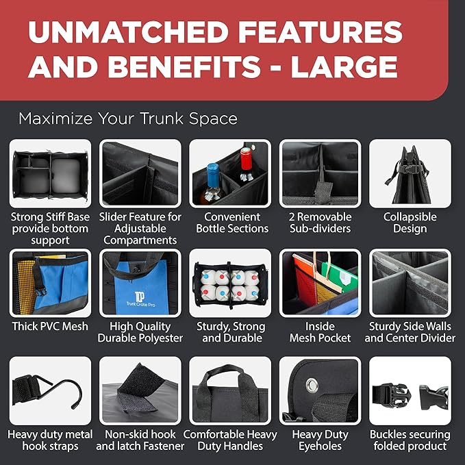 TRUNKCRATEPRO Car Trunk Organizers | Trunk Organizer, Car Storage Organizer