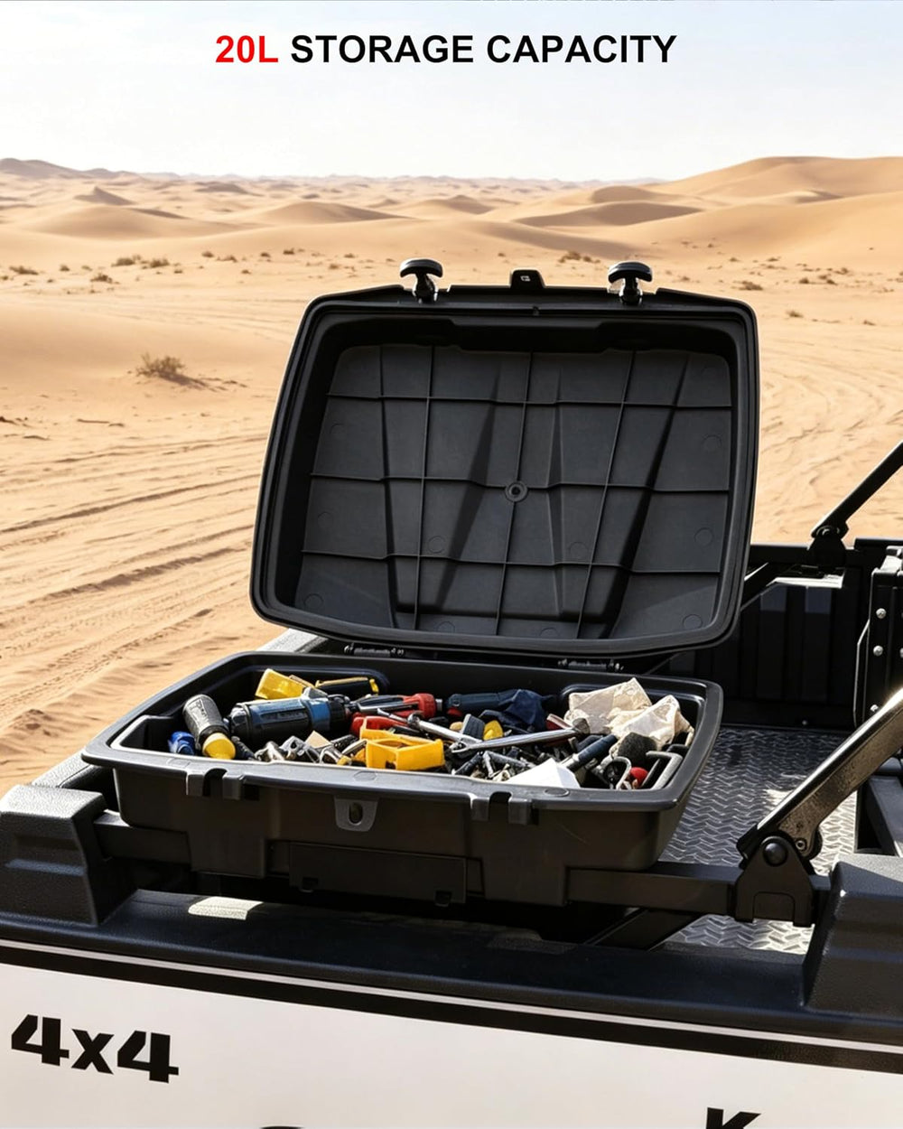 SAUTVS Rear Cargo Box for Kawasaki Mule PRO-FXT, 20L PP Storage Bin, Removabl...