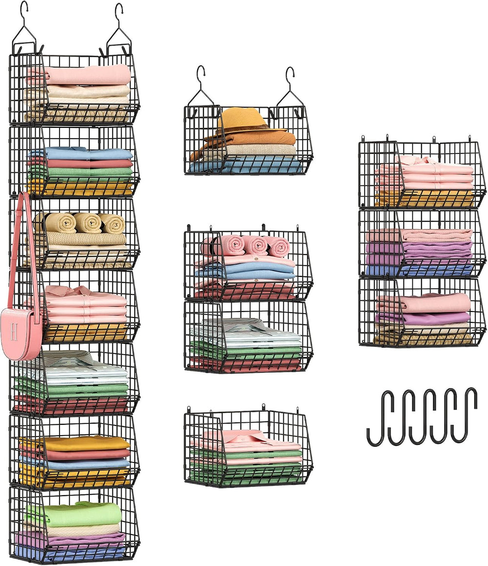 X-cosrack 7 Tier Foldable Hanging Closet Organizer and Storage,Wire Closet Sh...
