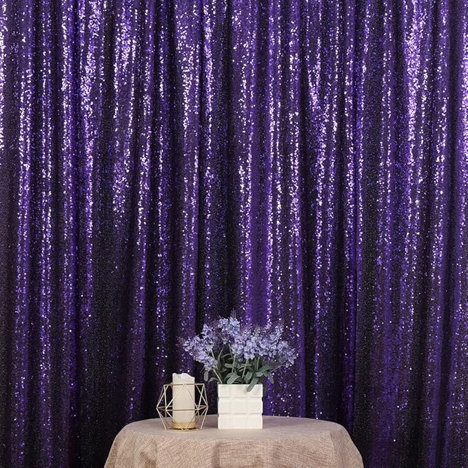 Poise3EHome Purple Sequin Backdrop, 10Ft x 10Ft Glitter Photography Backgroun...