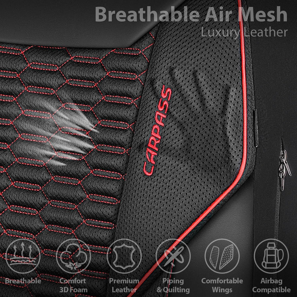 CAR PASS 3D Foam Mesh Leather Car Seat Covers Front Seats, Air Cool Mesh Fron...