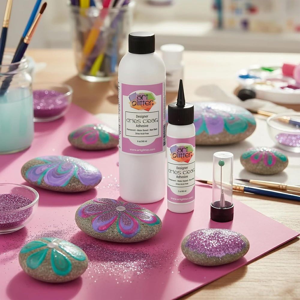 Art Institute Glitter Dries Clear Glue Kit, 8oz & 2oz with Metal Tip &amp...