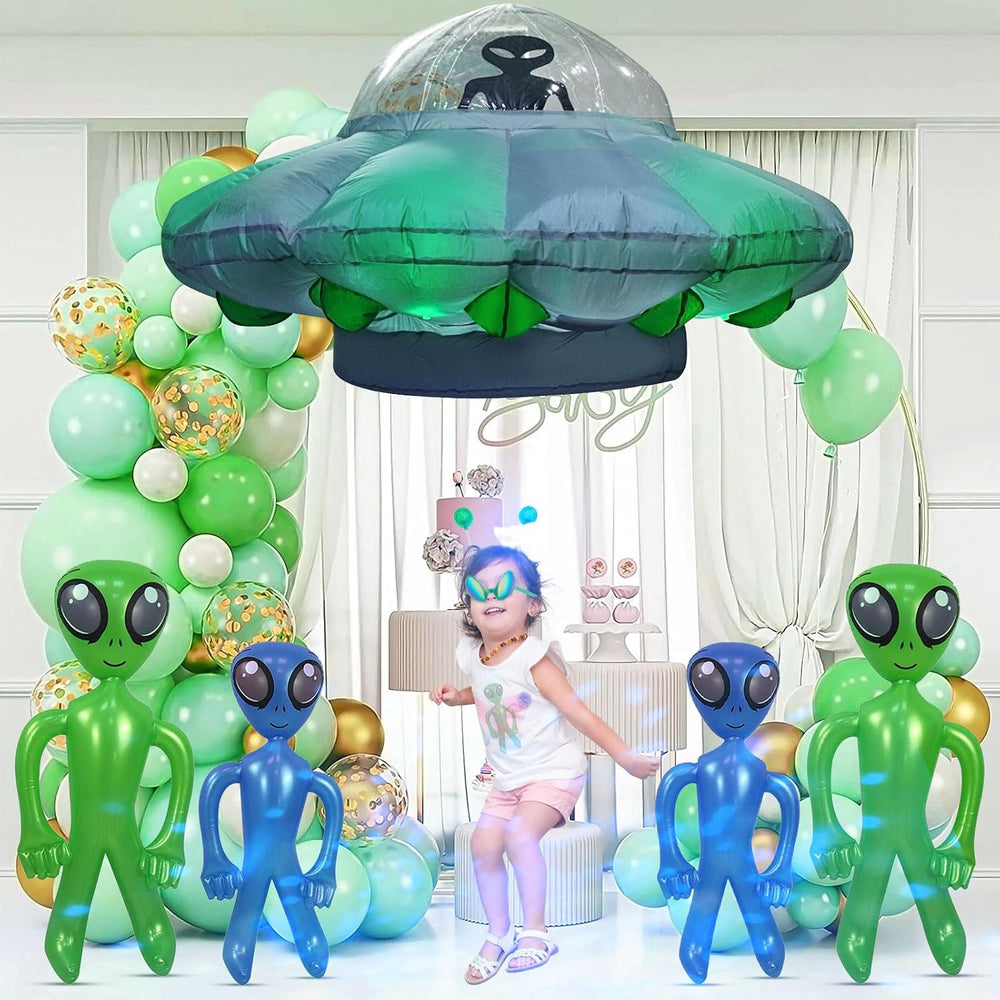 Alien Party Decorations 4.2FT Hanging UFO Cow Abduction Inflatable Alien Infl...