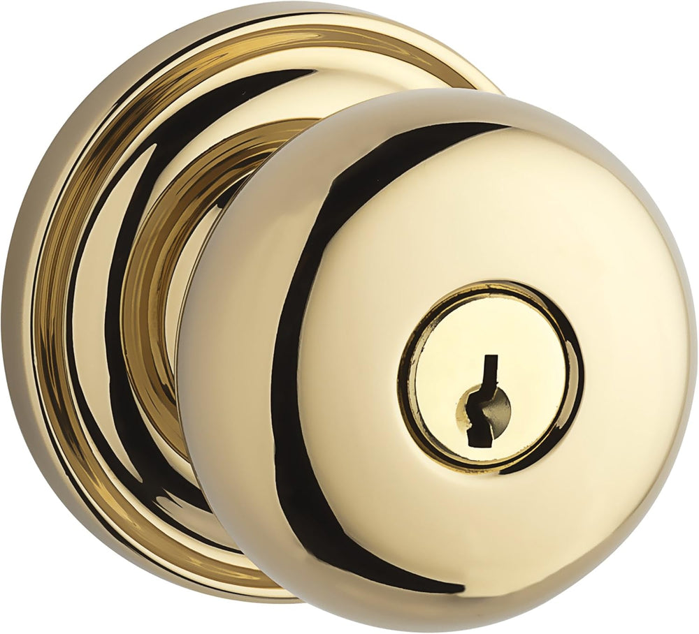 Baldwin Reserve 9BR3540-001 Traditional Round Keyed Entry Knob in Polished Brass
