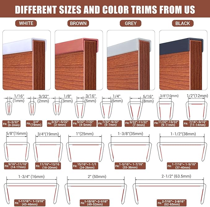 Rubber Edge Trim, Flexible Edge Banding, 5/8" U Channel Furniture Edge P...