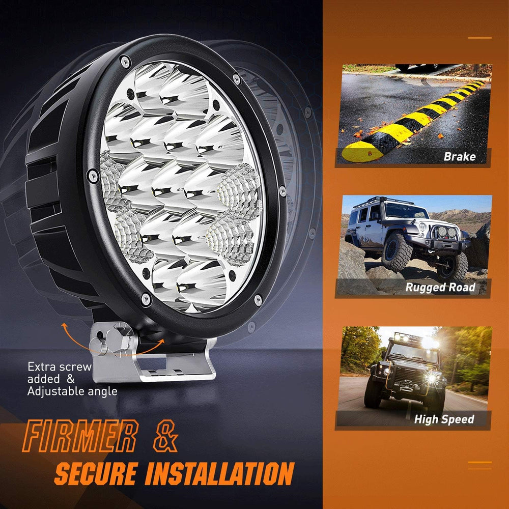Nilight Pro Series 2PCS 7 Inch Round LED Driving Offroad Light 85W 10200LM