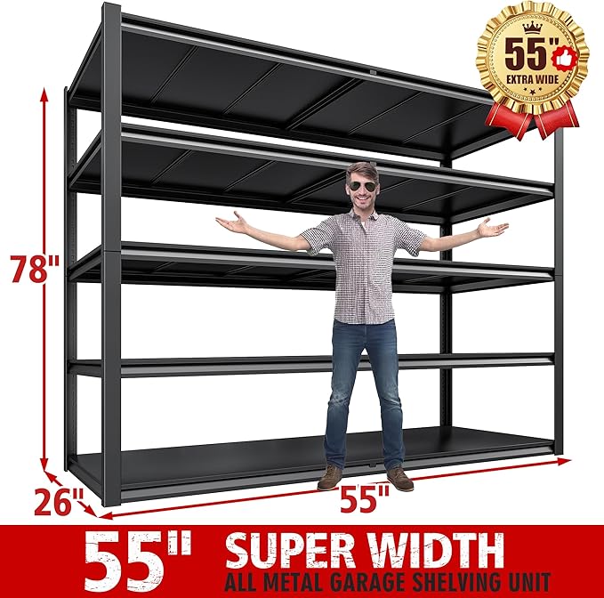 REIBII 78" H Garage Shelving, Storage Shelves Heavy Duty Load 3000LBS,
