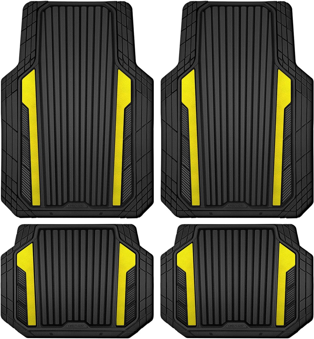 CAR PASS Yellow Car Mats Metallic, Aluminum Film All Weather Rubber Lemon (4 ...