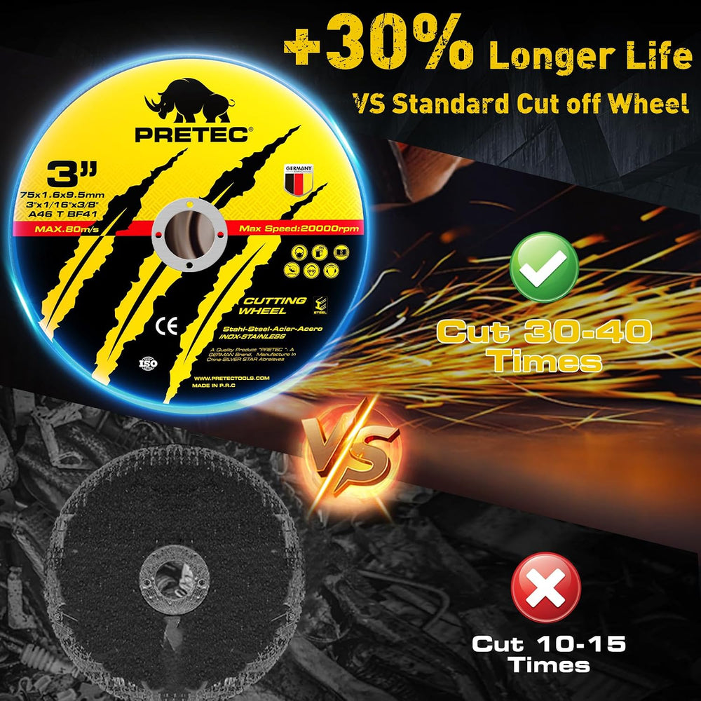 3 Inch Cut Off Wheels, 100 Pack Metal and Stainless Steel Cutting Wheel