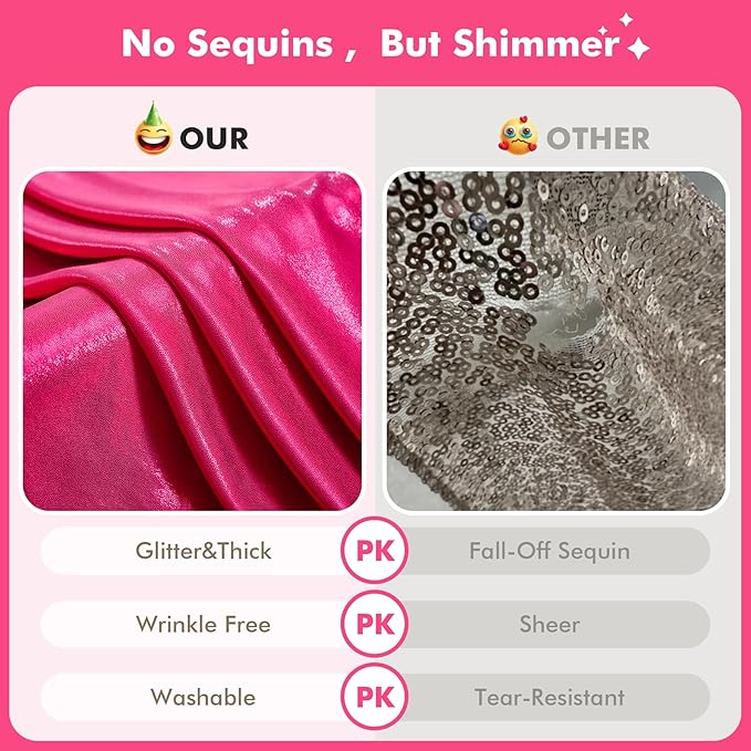 20x10ft Shimmer Hot Pink Sequin Backdrop Curtain for Parties, Thick Wrinkle F...