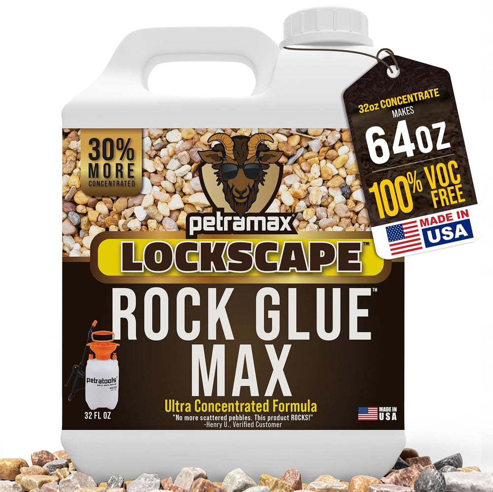 Petra Max Rock Glue for Landscaping, Pet-Safe & Non-Toxic (USA-Made), 32 Oz