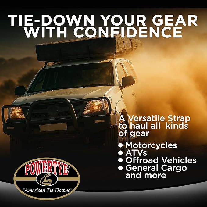 PowerTye 1.5in x 6.5ft Heavy Duty Ratchet Tie-Down Straps