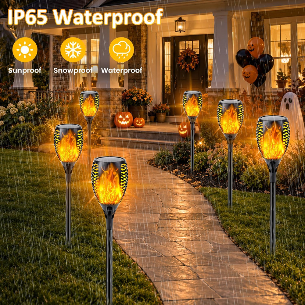 Solar Torch Lights with Flickering Flame Larger Size Halloween Decorations