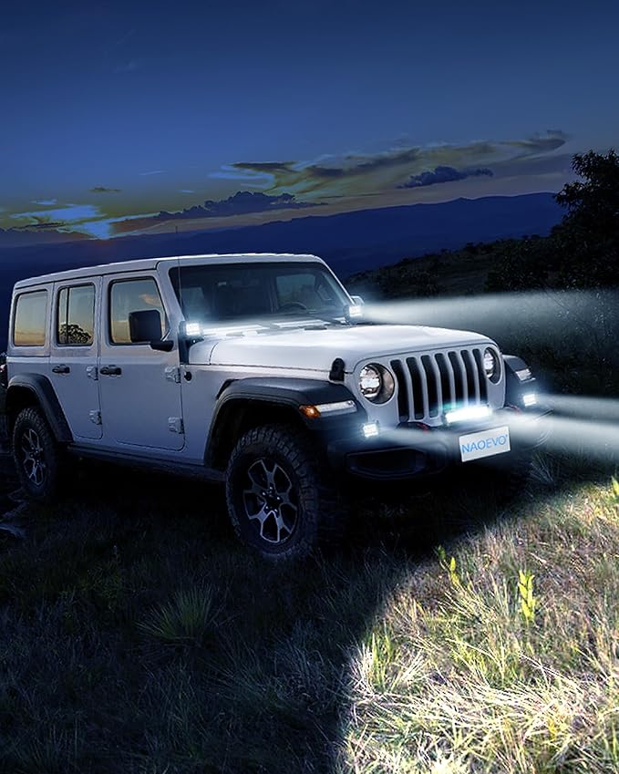 NAOEVO 12 Inch LED Light Bar and 4PCS 4 Inch LED Pod Lights, 54000LM LED