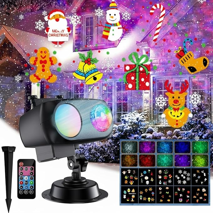 2025 Upgrade Christmas Halloween Projector Lights Outdoor Decorations, COOLWU...