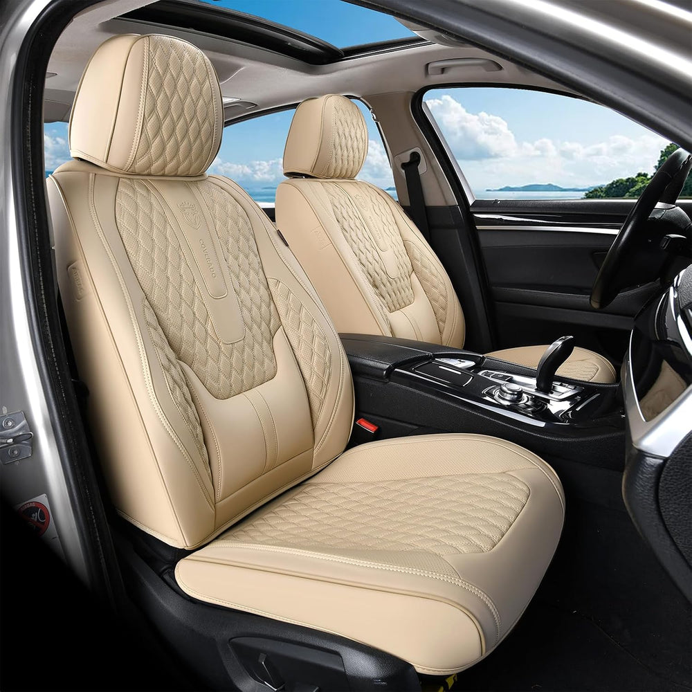 Coverado Car Seat Covers Full Set, Nappa Leather Seat Covers for Car, Waterpr...