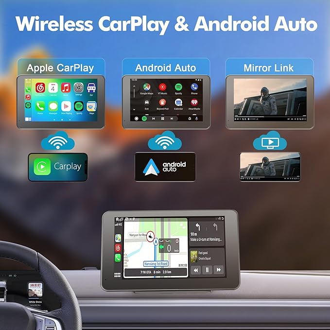 【Hieha】 2025 Wireless Portable Carplay and Android Auto, Carplay Screen