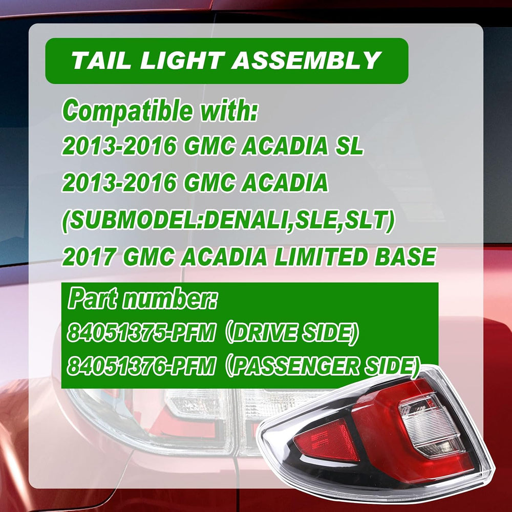 Lochnchn Tail Lights Compatible with GMC Acadia 2013-2016 Acadia Limited 2017...