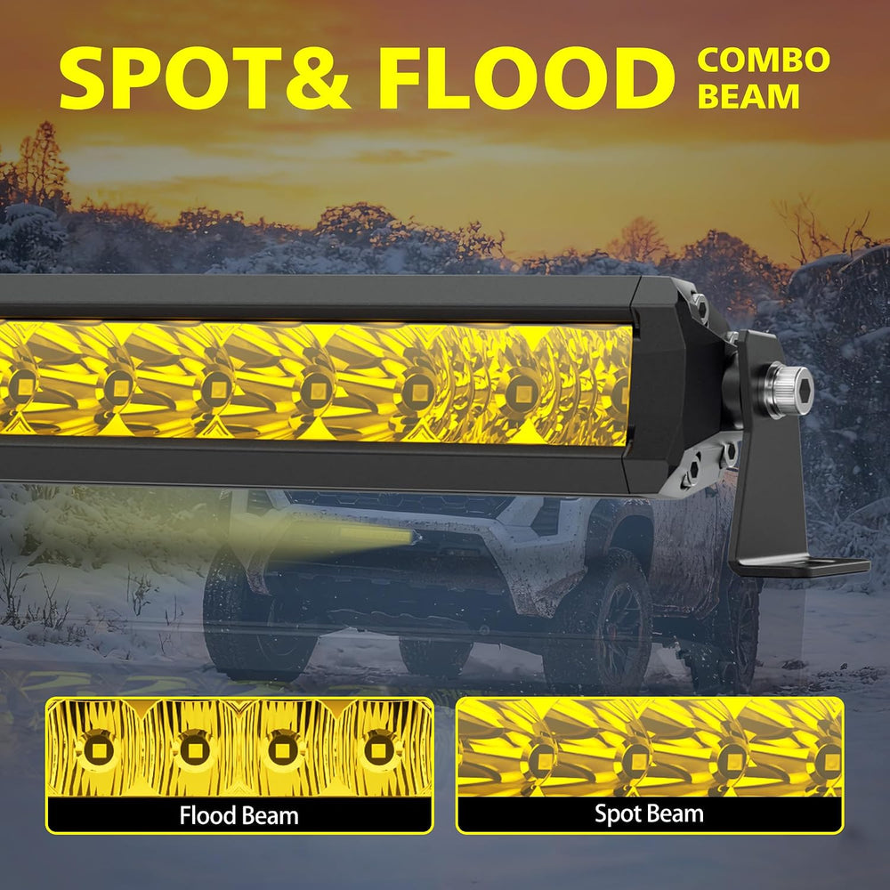 4WDKING 12 Inch Amber LED Light Bar 50W Screwless Spot Flood Combo Offroad