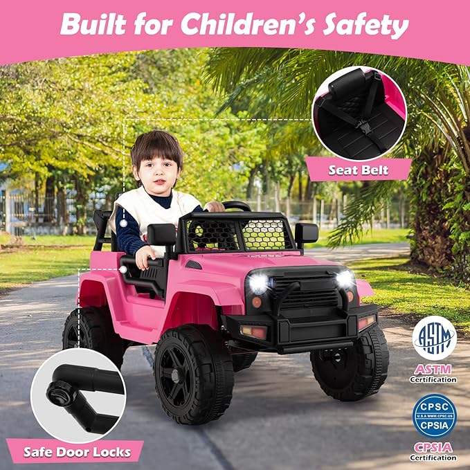 Costzon Ride on Car, 12V Battery Powered Truck Vehicle