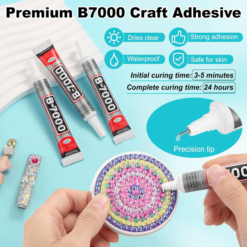 60 Tube B-7000 Glue 15Ml/0.5 fl oz- Strong Transparent Rhinestone Glue with P...