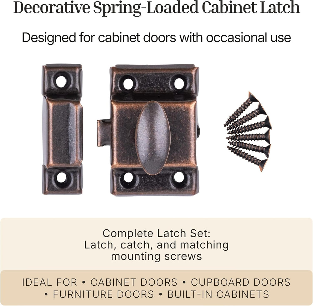 Small Stamped Antique Copper Cabinet Door Latch - 1 7/8" × 1 7/8" -...
